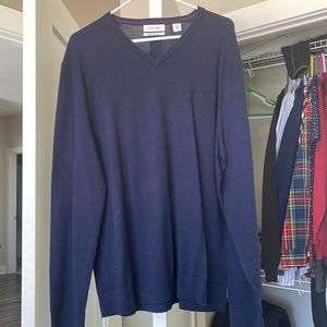 Calvin Klein, blue cotton V-Neck sweater